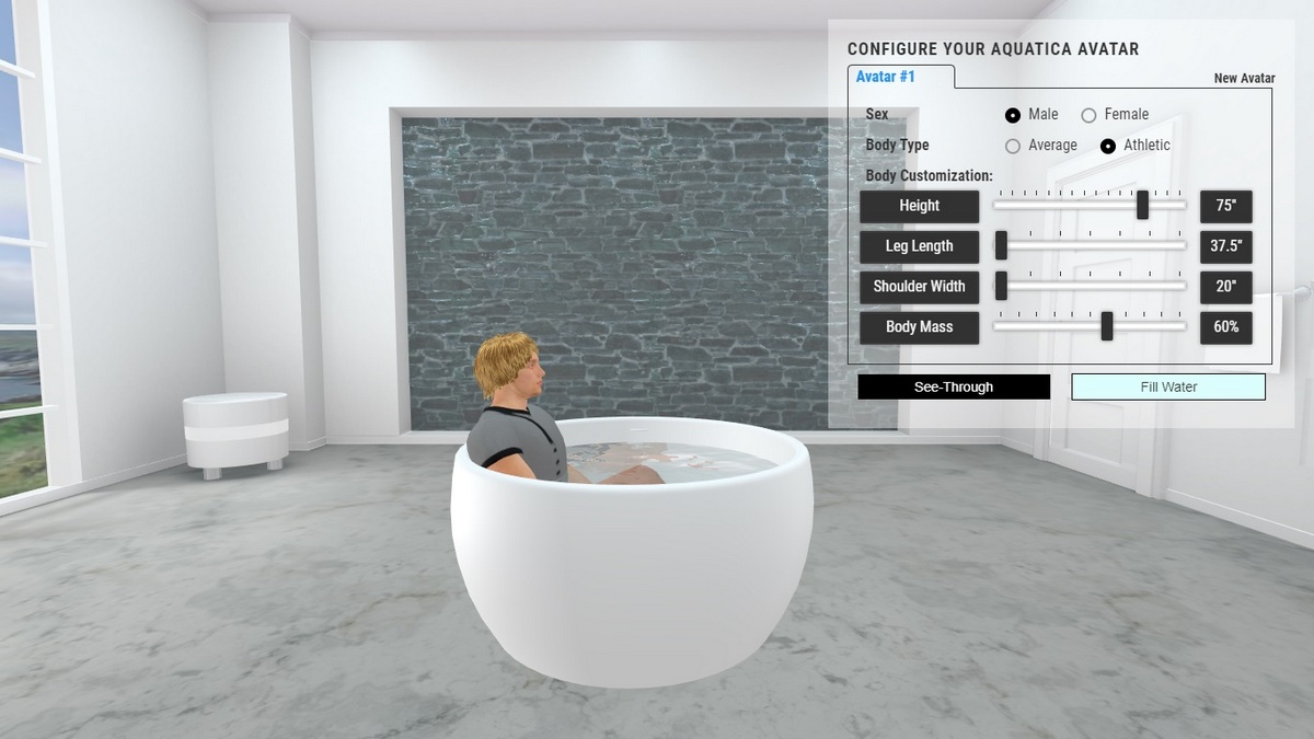 Aura Mini Bathtub 3D Body Position